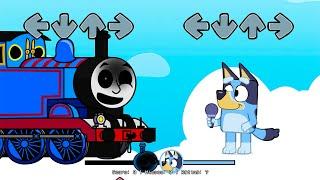 FNF Thomas and Friends All Phases VS Bluey, Bingo & Mackenzie Sings Pony Girl | Bluey FNF Mods