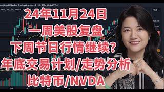 11月24日一周美股复盘，下周节日行情爆发？年底交易计划；SPY标普500指数/QQQ纳斯达克/IWM罗素走势技术分析；比特币BTCUSD关键点位及注意事项；英伟达NVDA躺平？目前仓位更新等