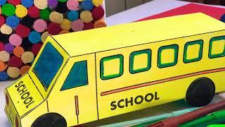 School Bus paper crafts. Школьный автобус из бумаги.