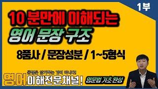 [10분만에 이해되는 영어 문장 구조] -윤문법 제 5강 [#품사#문장성분#1~5형식,#영문법기초]의 틀을 한방에 이해! - 1부 #중고등영문법,#편입영문법