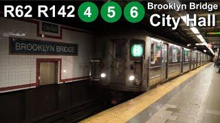 NYC MTA R62 R142 Brooklyn Bridge City Hall Subway Action