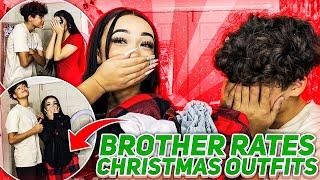 LITTLE BROTHER RATES MY XMAS OUTFITS! | Josie Alesia