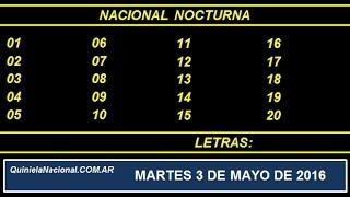 Quiniela Nacional Nocturna Martes 3 de Mayo de 2016