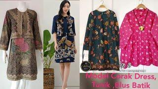 25 MODEL MOTIF DRESS BATIK, TUNIK BATIK DAN BLUS BATIK