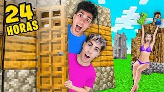 24 HORAS EN MANSION DE CARTON DE MINECRAFT