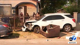 Several parked cars damaged in South LA street takeover crash