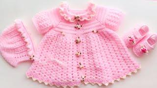 Crochet baby dress or frock 3-6 months - How to crochet The Rosebud baby dress