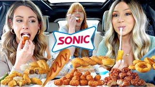 Trying NEW Sonic BBQ Chip Seasoned Tots + Eating ALL the Sides at Sonic