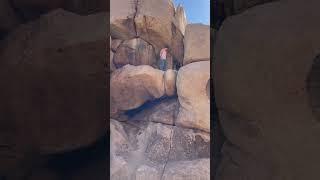 How did we get here? We climbed up inside the rocks. ‍️#jtree #joshuatree