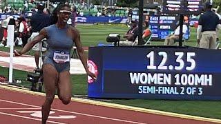 100m Women’s Hurdles Semi-final Heat 2, 2024 U.S. Olympic Trials,  Lolo Jones, Alaysha Johnson