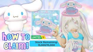 How to Get Cinnamoroll Tea Cup Hat Limited UGC | Roblox My Hello Kitty Cafe Free Items | Riivv3r