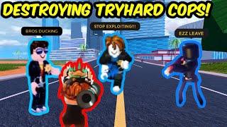 DESTROYING TRYHARD COPS THAT TRIED ARRESTING ME! | Roblox Jailbreak