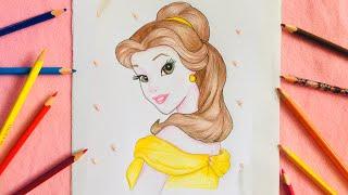 Princess Belle Drawing | Drawing: PRINCESS BELLE | Disney | BUDGET ART