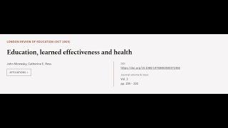 Education, learned effectiveness and health | RTCL.TV