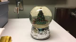 Vintage Christmas Glitter Snow Globe Music Box - Moving Train Reed & Barton - Oh Christmas tree