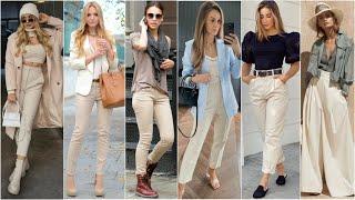 BELLISIMOS OUTFITS CON PANTALONES COLOR BEIGE  LINDAS COMBINACIONES CON MUCHO ESTILO 