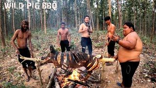 Survival !! Roasted Wild Pig BBQ !! Pig Sekwa in Jungle !! Kta Haru Sanga Sungur Polera Khadai