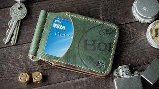 Making leather moneyclip wallet / card holder DIY Reverse Horween SHELL CORDOVAN How it's made?