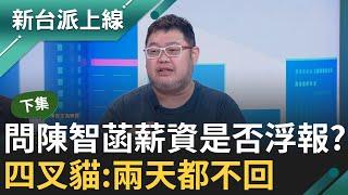 【下集】政論界的橘子? 四叉貓曝:陳智菡薪水有詭作假帳 陳智菡承認民眾黨薪資沒有入帳?  吳崢:太誇張了 ｜李正皓 主持｜【新台派上線】20241022｜三立新聞台