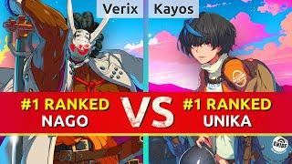 GGST ▰ Verix (#1 Ranked Nagoriyuki) vs Kayos (#1 Ranked Unika). High Level Gameplay