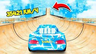 Lightning McQueen SONIC on the MEGA RAMP in GTA 5! EXPERIMENT in GTA 5