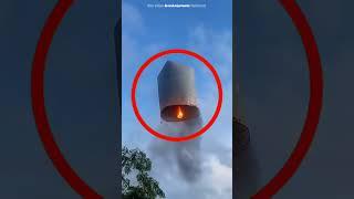 Tarpaulin Balloon Rises to the Sky… Then BOOM!  #shorts
