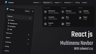 Responsive multilevel dropdown navbar with react js & tailwind css | React js Dropdown Navbar