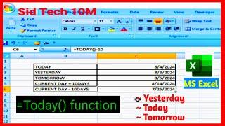 How to use the Today function in excel|Today function in Excel|