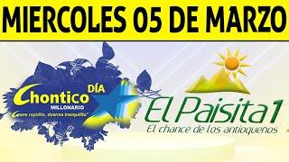 Resultados PAISITA y CHONTICO DIA del Miércoles 5 de Marzo de 2025  CHANCE 