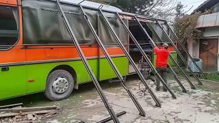 Man Turns BUS into Amazing MOBILE HOME with Rooftop Terrace | Start to Finish by @guvencsyn