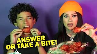 Pressing my 14 y/o son about his Grades, Money, & Social Life | ATOMIC HOT WINGS MUKBANG 