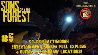 Sons Of The Forest Playthrough Part 5: Entertainment Bunker Explore + Guitar & Chainsaw locations