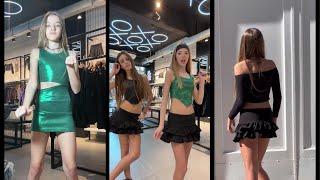 Teens skirts try on dance