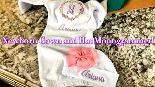 Adorable Personalized Baby Girl Gown & Hat - Monogrammed