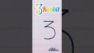 How to draw rabbit (bunny)  easily with 3 number.#numberart #numberdrawing
