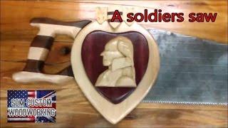 A soldiers saw - hand carved wall art