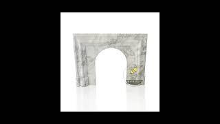 Calacatta marble mantel modern fireplace surround with arched opening for living room decor 