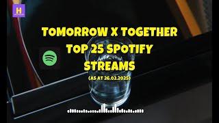 TOMORROW X TOGETHER TOP 25 SPOTIFY STREAMED SONGS - 2025