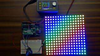 LED matrix control of 16x16 addressable WS2812B LEDs with encoder