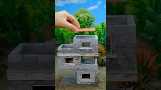 How to build a three-story mini brick house in a zigzag style with a swimming pool #house  #diy