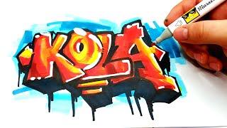 ГРАФФИТИ - KOLA  !!! КАК НАРИСОВАТЬ? !!! урок граффити graffiti logo