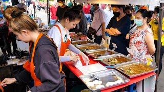 Amazing hardworking sisters ! $0.55 fried pork egg rice | thai street food