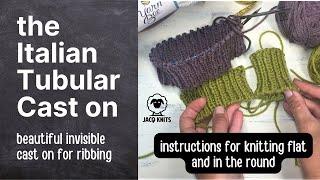 Italian Cast On for knitting:  Instructions for knitting flat and in the round.