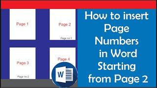 How to insert Page Numbers in Word Starting from Page 2