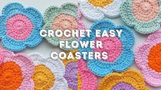 Crochet Tutorial: How to make quick and easy crochet flower coasters.