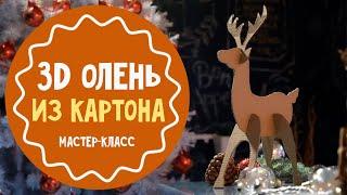 3D олень из картона. Новогодний мастер-класс