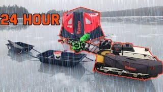 HEAVY RAIN & WIND - Ice Camping in the Outbreak 450XD- SNOWDOG