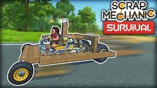 I Built a Piston Powered Car for Exploring with UNLIMITED Fuel! (Scrap Mechanic Survival Ep4)