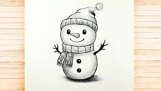 How To Draw Snowman Drawing Step By Step ||Easy Christmas Drawing || Christmas Darwing