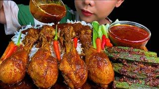 BUTTER CHICKEN LEG CURRY, CHILLI, SPICY LADY FINGER CURRY & WHITE RICE